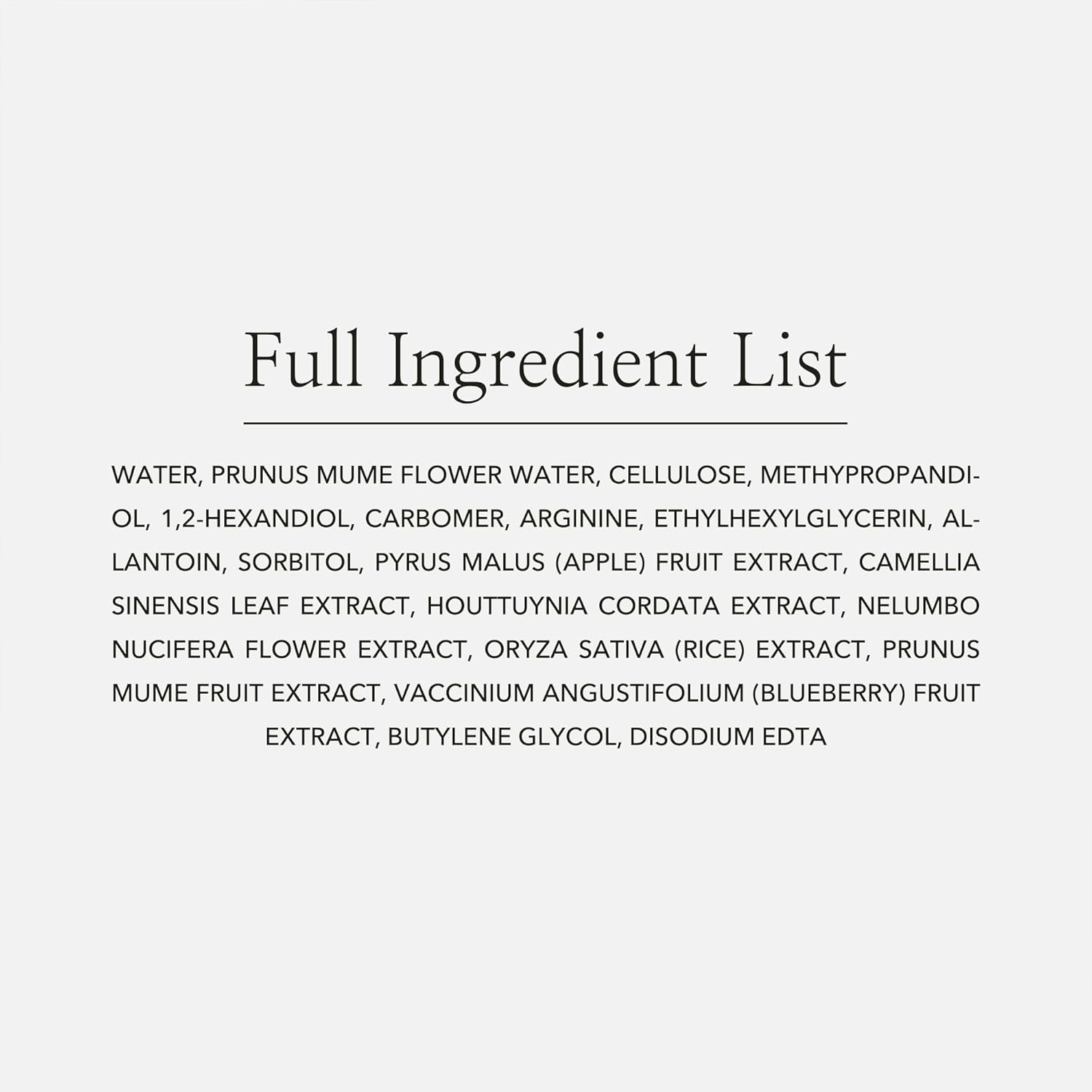 ingredient list for the product